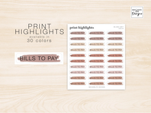 Load image into Gallery viewer, Bills to Pay Planner Stickers • Minimalist Planning • Organizer • Transparent Highlights • Schedule • Personalized Daily Weekly Monthly