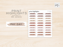 Load image into Gallery viewer, Pay Day Planner Stickers • Minimalist Planning • Organizer • Transparent Highlights • Schedule • Personalized Daily Weekly Monthly