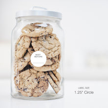 Load image into Gallery viewer, Minimalist labels with Best Before sticker for your cookie jars - label size 1.25" circle