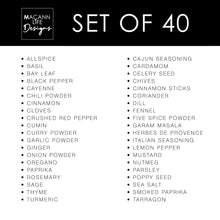Load image into Gallery viewer, This is the list of the Spices included in the Minimalist Labels - Set of 40