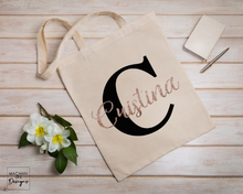Load image into Gallery viewer, Alphabet Style Custom Canvas Tote Bag - Beige Canvas