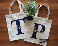 Load image into Gallery viewer, Alphabet Style Custom Canvas Tote Bag - Black Canvas
