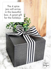 Load image into Gallery viewer, Engraved Spice Glass Jars with Bamboo Lid 7oz Set of 4