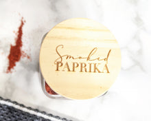 Load image into Gallery viewer, Engraved Spice Glass Jars with Bamboo Lid 7oz Set of 4