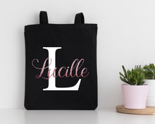 Load image into Gallery viewer, Alphabet Style Custom Canvas Tote Bag - Black Canvas
