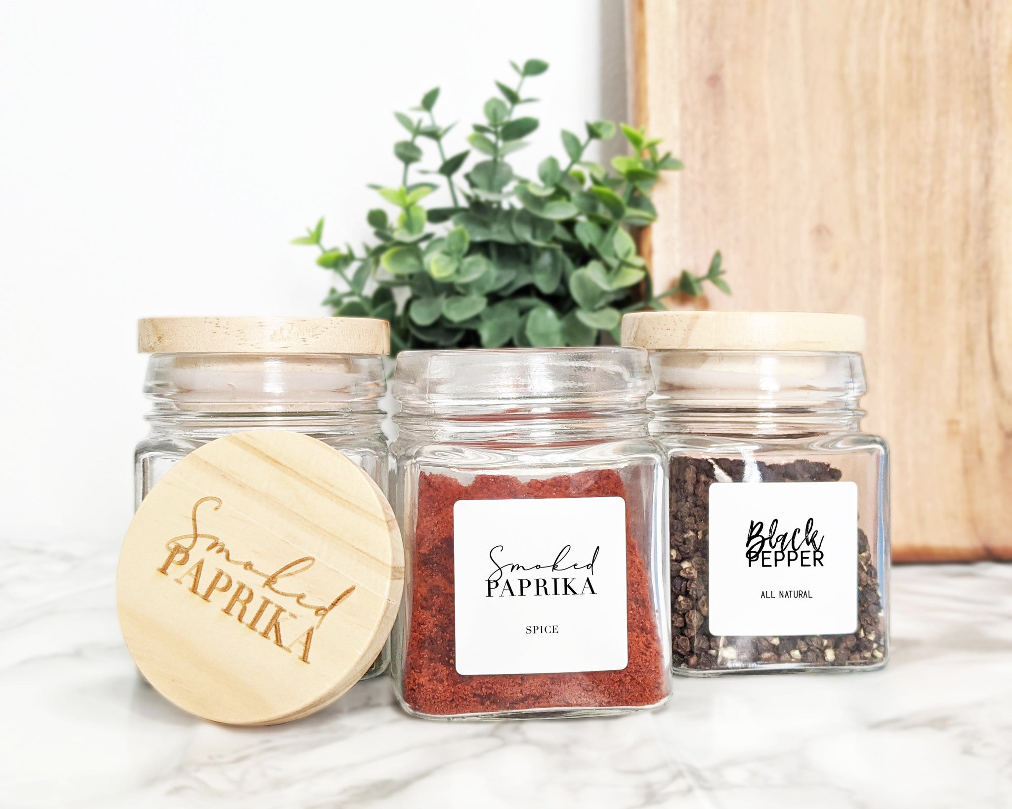Spice Jars With Labels, Glass Spice Jars With Bamboo Lids